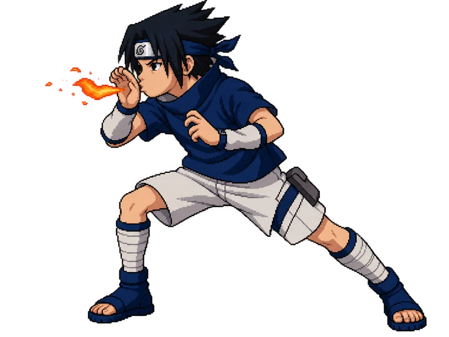 Sasuke using Fire Style: Great Fireball